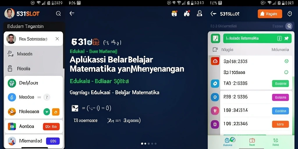 Tampilan antarmuka interaktif aplikasi 531SLOT untuk Belajar Matematika.