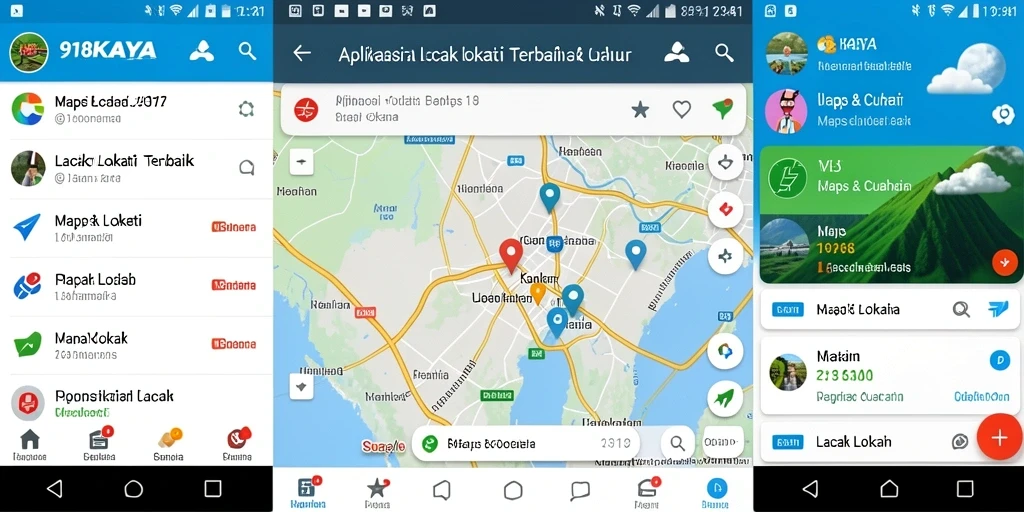 Antarmuka aplikasi 918KAYA menunjukkan fitur Lacak Lokasi yang intuitif.