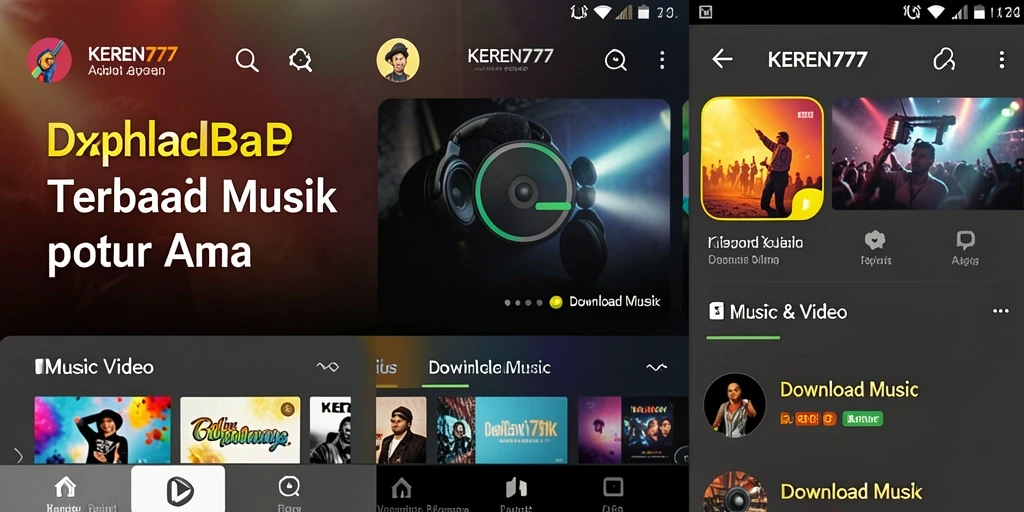 Tampilan antarmuka KEREN777 yang menarik dan mudah dinavigasi untuk Download Musik.